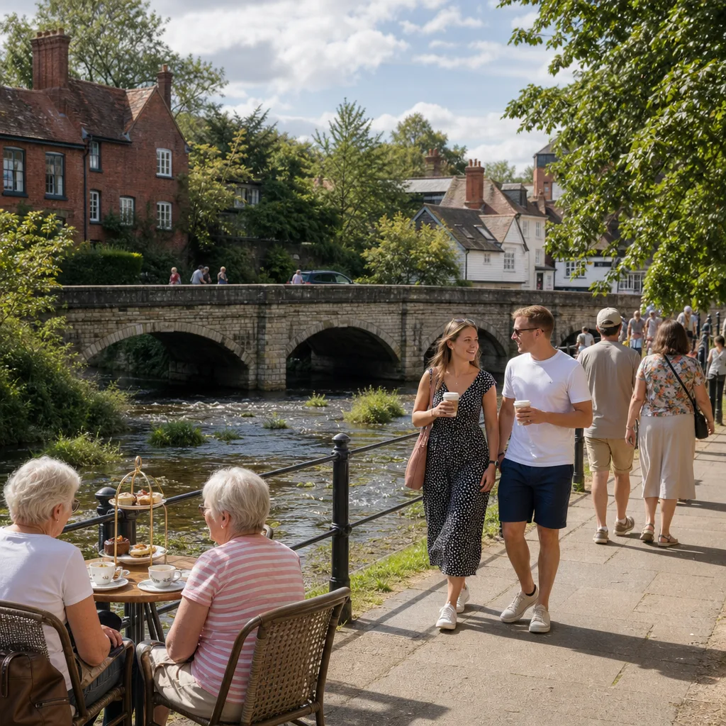 A relaxed coffee date at a café table in Godalming