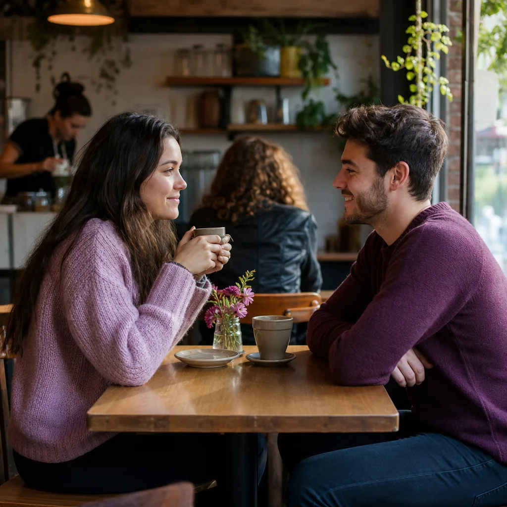 A person using a dating site on a phone at a Guildford café